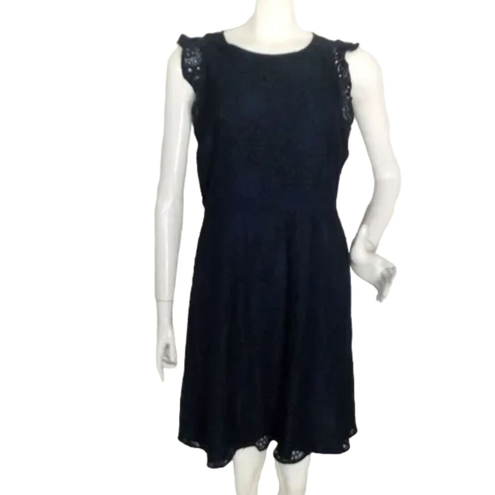 LOFT Dress, 8, Teal, Lace overlay, Short flutter sleeve, Mini/Short, Lined